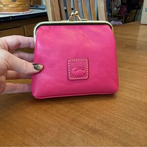Dooney & Bourke Fuchsia Florentine Leather Framed wallet kiss lock NWT